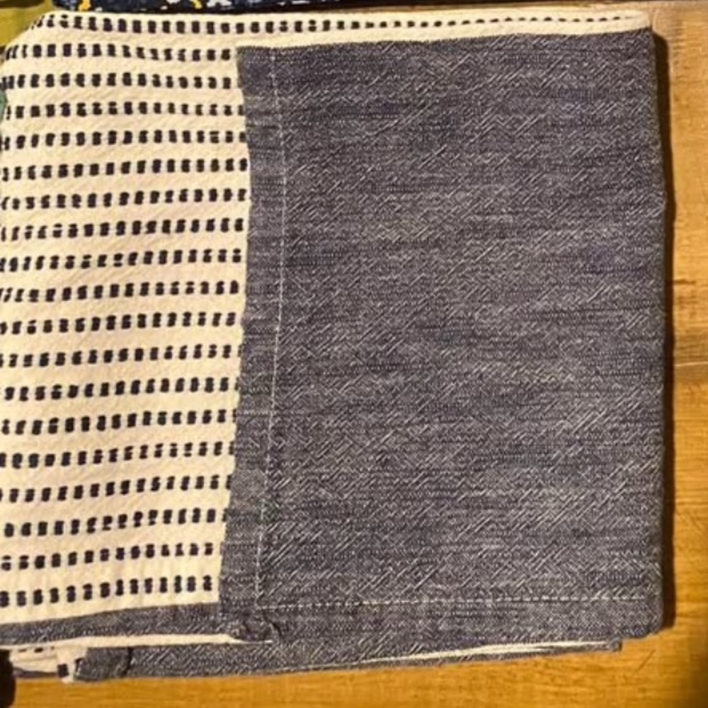 Two-Tone Decorative Placemats (4) | Blue Jean and White with Small Blue Squares